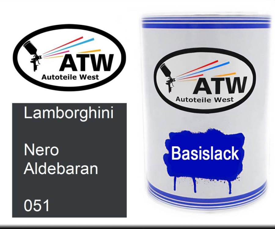 Lamborghini, Nero Aldebaran, 051: 500ml Lackdose, von ATW Autoteile West.